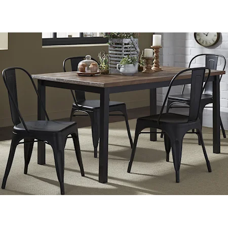5-Piece Gathering Table and Bow Back Side Chair Set